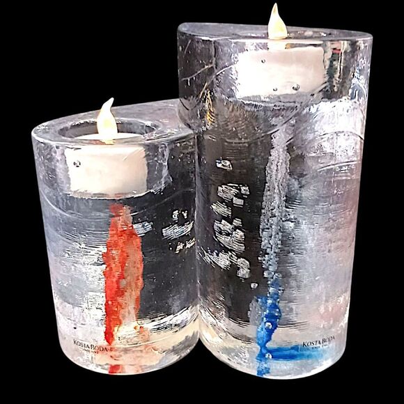 Kosta Boda Glass Candle Holders Votives Kjell Engman Sweethearts Tealight MCM - Picture 12 of 16